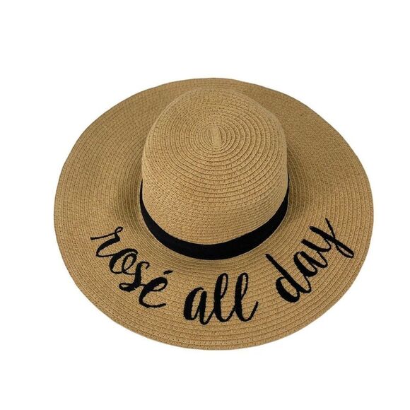 Rose All Day Beach Hat Floppy Wide Brim Sun Hat Womens OS Ribbon Band CC Brand - Picture 1 of 7